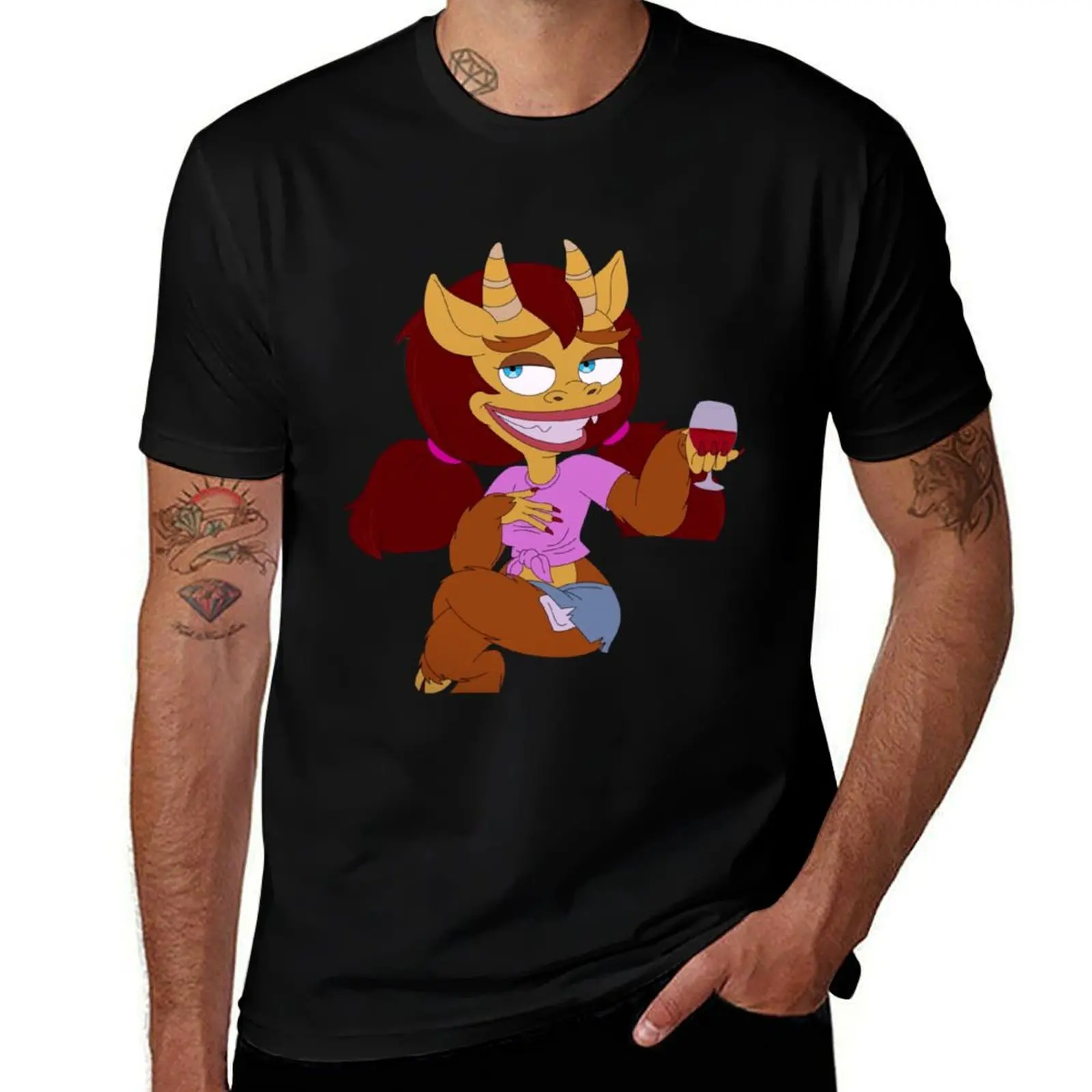 

Big Mouth - Connie with Wine (Hormone Monster) T-Shirt funny costumes Short sleeve tee mens clothes