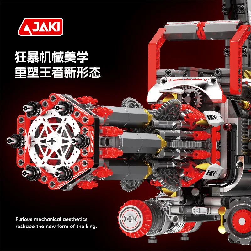 JAKI – mitrailleuse rotative électrique, Kit de blocs de construction, jouet d'assemblage éducatif pour adulte/garçon, cadeau d'anniversaire Cool KK001