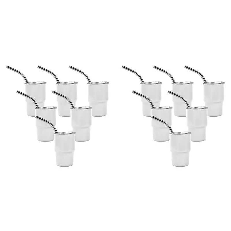 

ABUL-12PCS Mini 3Oz Tumbler Shot Glass With Straw And Lids , Sublimation Double Layer Shot Glasses Set For Drinks, Coffee