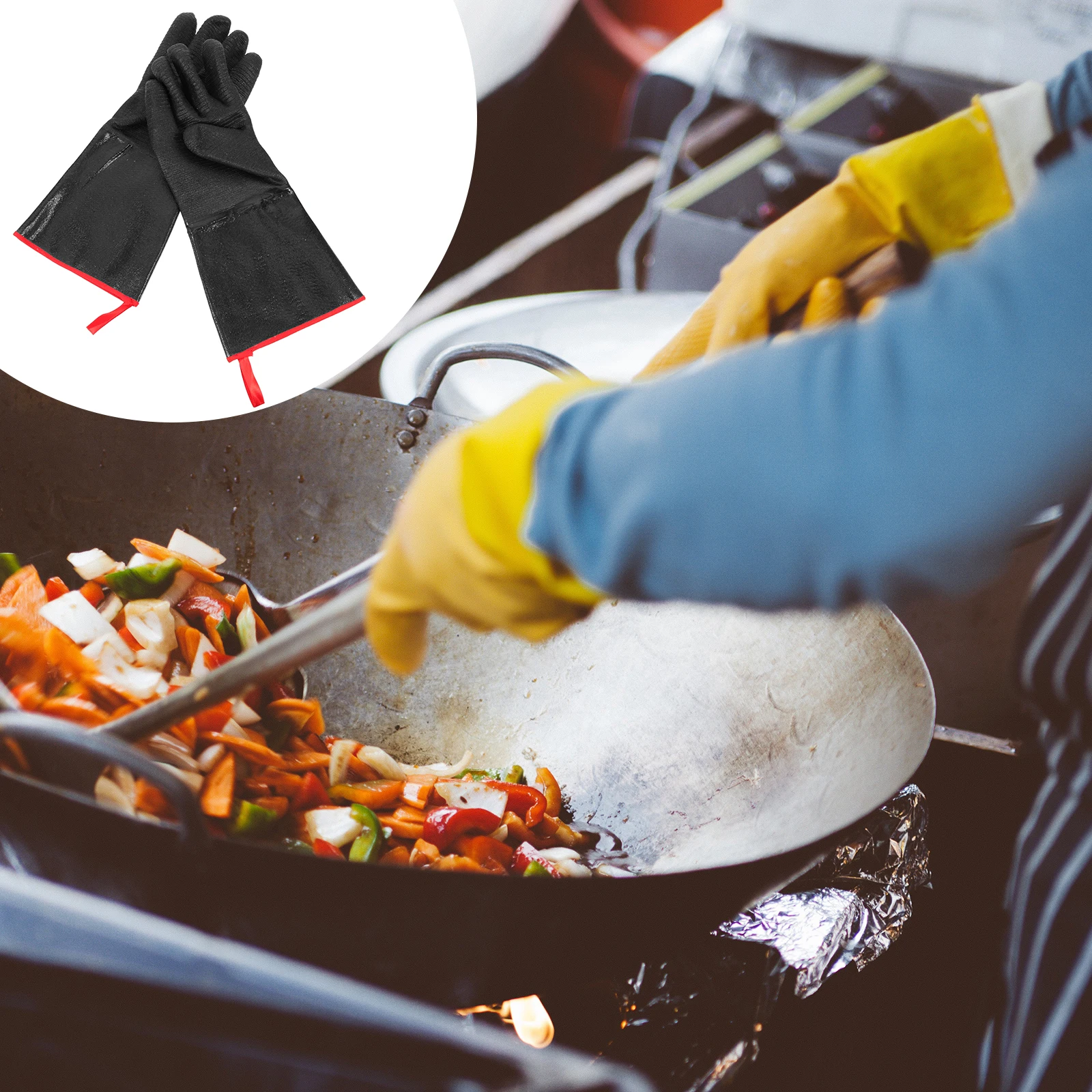 

Gloves with Grip High Temperature Resistant Hand Jacket Waterproof Work Heat Anti-scald Fire Black