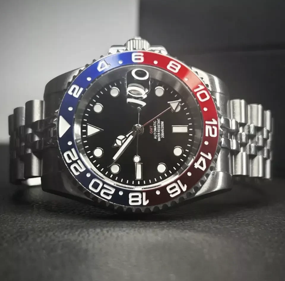 40mm Red Blue Pepsi Business Diver NH34 GMT Watch 100m Waterproof Sapphire Crystal NH34A Automatic Watches For Men reloj hombre