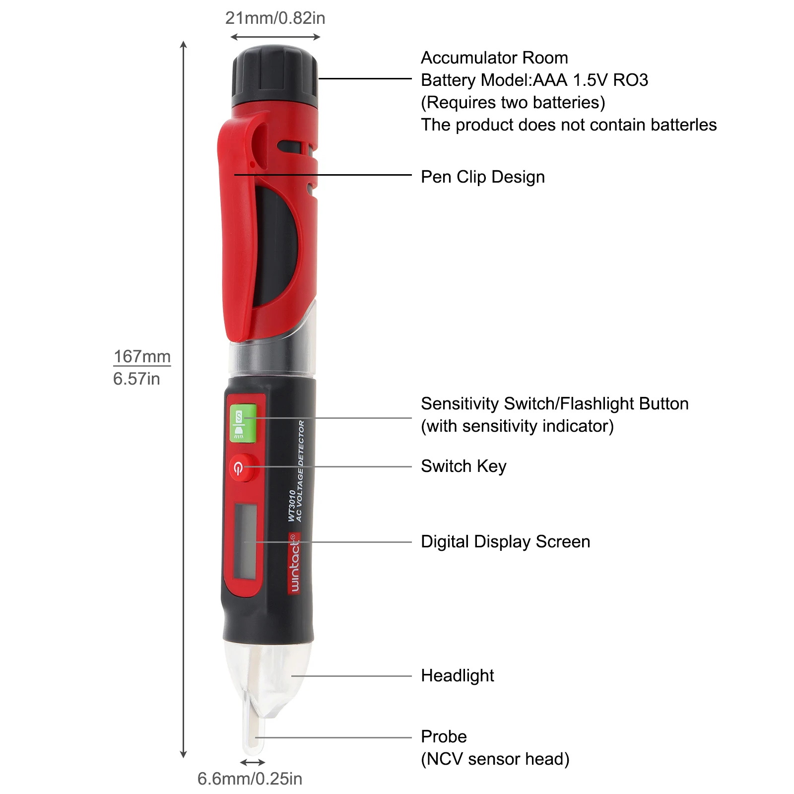 Electric Test Pencil Non-Contact AC Voltage Tester Electrical Tester Pen with Dual Range AC 12V-1000V, 48V-1000V