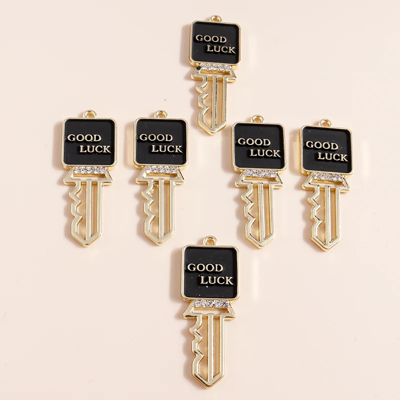 Leslie 4 stücke Marke Design Gold Farbe Glück Schlüssel Charms Anhänger für Frauen Halskette Ohrringe DIY Handgemachten Schmuck Machen – Detail 3