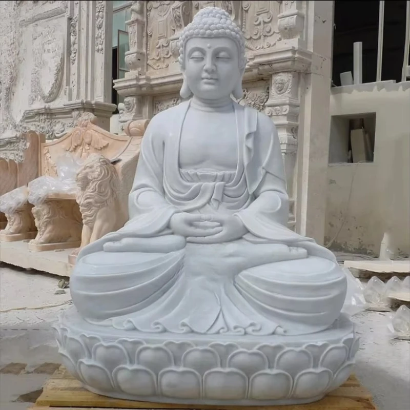 

Life Size Garden Natural White Marble Stone Sitting Buddha Statue Sculpture for Sale