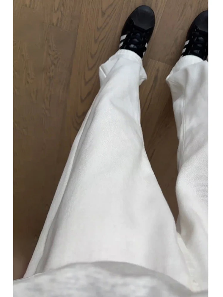 

Pure White Drapey Jeans Men's Spring Autumn American Sle Cleanfit Pants Straight Loose Narrow Version Wide Leg Jeans