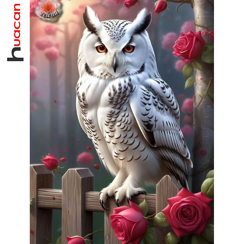 Huacan Diamant Malerei Eule Tier Strass Bilder 5D DIY Diamant Mosaik Blume Rose Handgemachte Wohnkultur Urlaub Geschenk