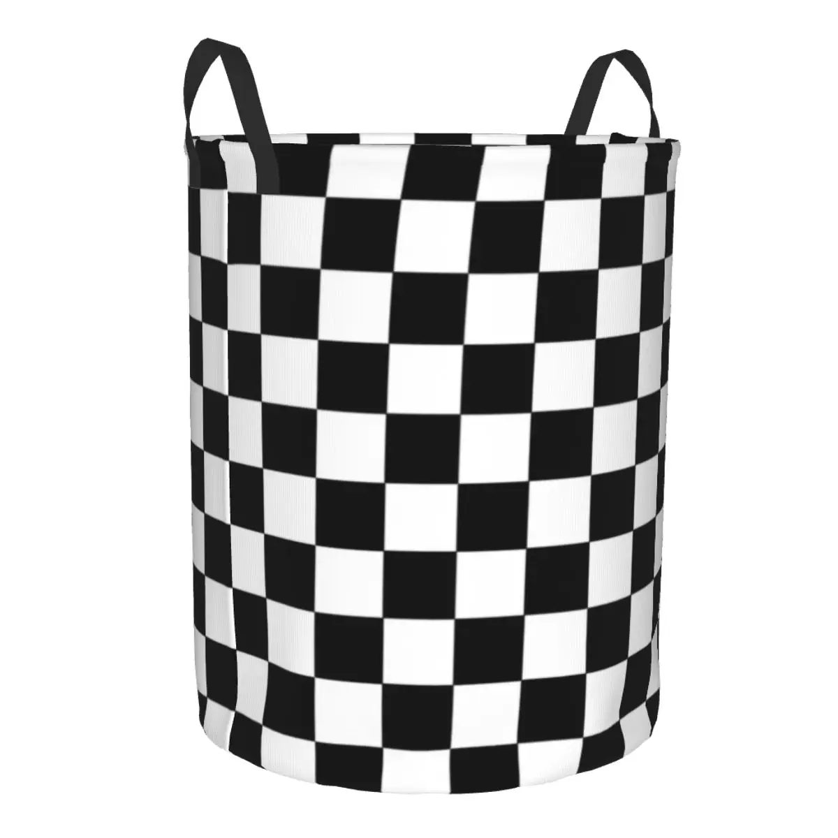 Custom Black And White Checkered Laundry Basket Collapsible Large Clothing Storage Bin Geometric Checkerboard Baby Hamper