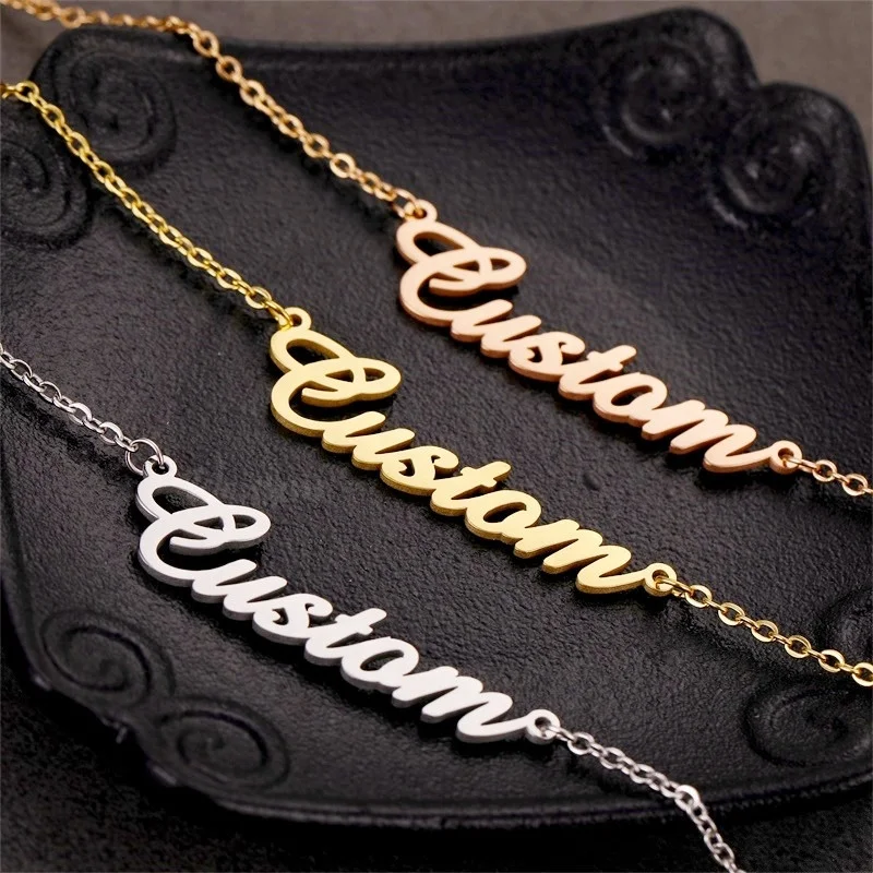 Stainless Steel Custom Name Necklaces for Women Personalized Necklace Letter Pendant Jewelry