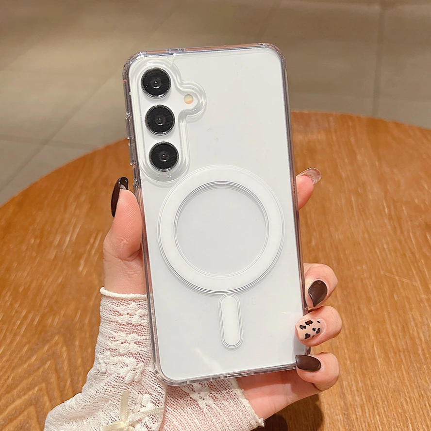 Magnetische Kabellose Ladehülle für Samsung Galaxy A17 A37 A57 A16 A36 A56 A35 A55 S21 S23 S24 S25 FE S26 Plus Ultra Transparente Abdeckung – Detail 1