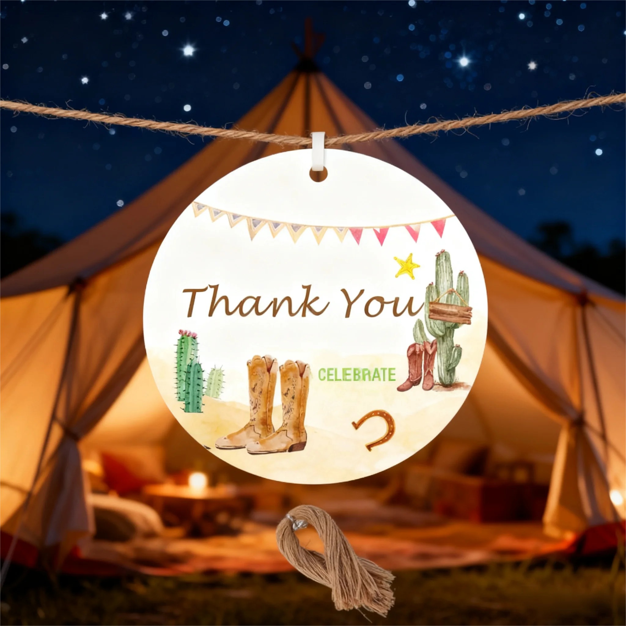 100 قطعة شكرًا لك على البطاقات القادمة مرحبًا بكم في بطاقة الهدايا المفضلة لحفلة الغرب المتوحشة لتغليف الأعمال الصغيرة #5