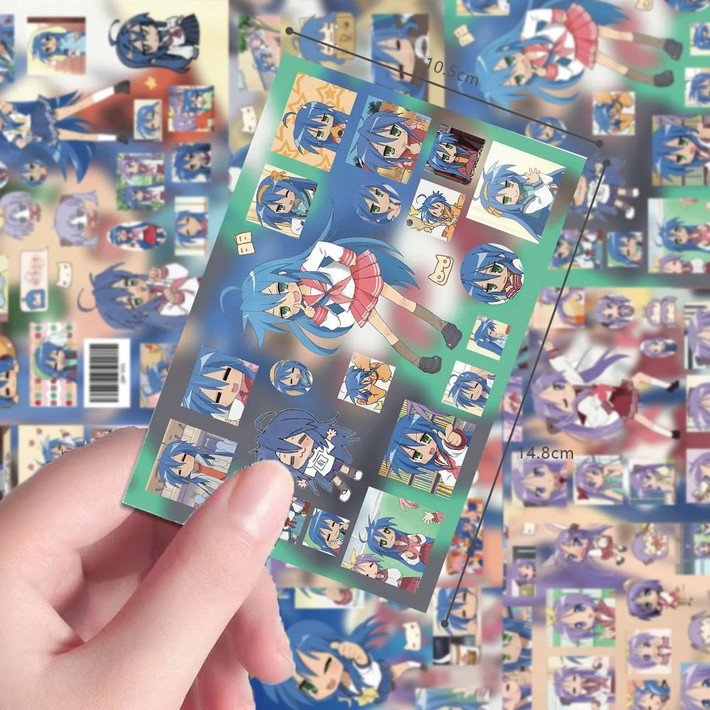 4/8Sheets Kawaii Lucky Star Cartoon Stickers Girls Izumi Konata Hiiragi Kagami Hiiragi Tsukasa Takara Miyuki Anime Sticker Decal