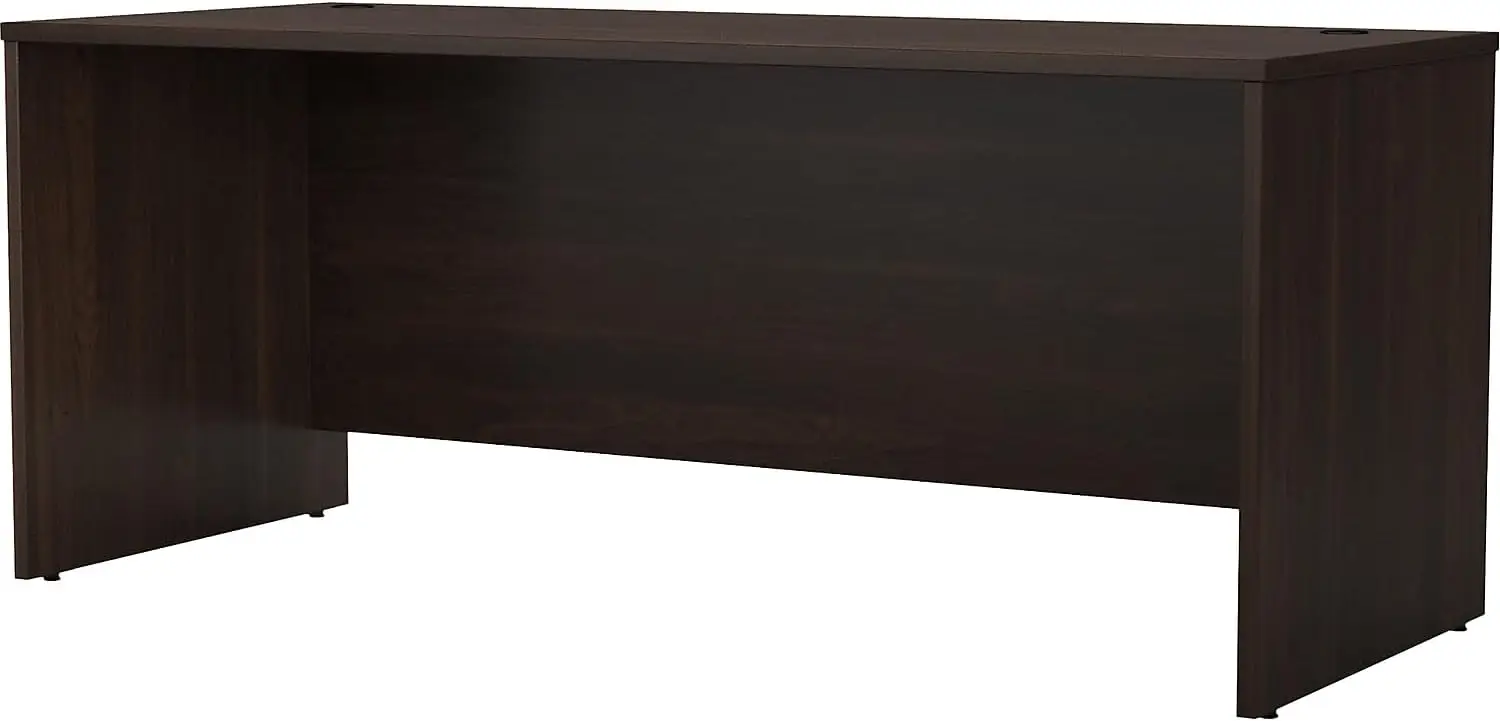 Business Furniture Studio C 72W Computer Desk with Wire Management and Modesty Panel in Black Walnut, Professional Table for