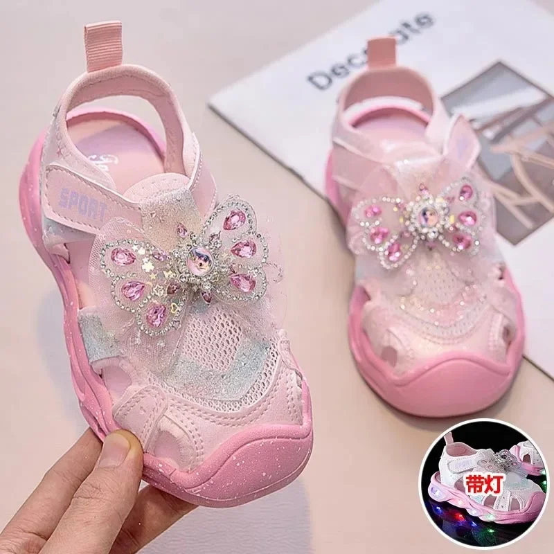

New Disney kids cartoon frozen Children Sandals with light cute soft Princess shoes gift