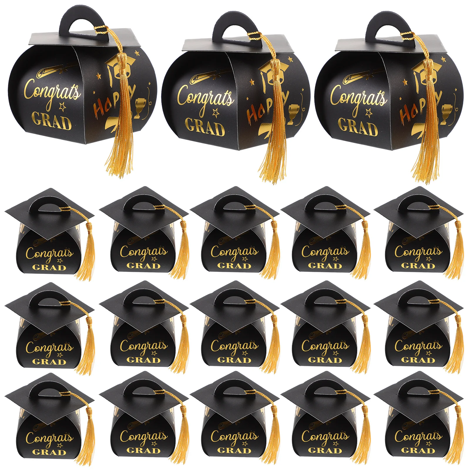 

50Pcs Graduation Cap Candy Holder Boxes Paper Nylon Graduation Party Favor Boxes Multi-Function Candy Container Gift Box