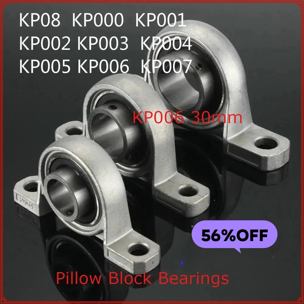 Rolamento de montagem travesseiro bloco rolamentos suporte kp006 bloco liga zinco diâmetro furo bola 30mm diâmetro furo uma peça