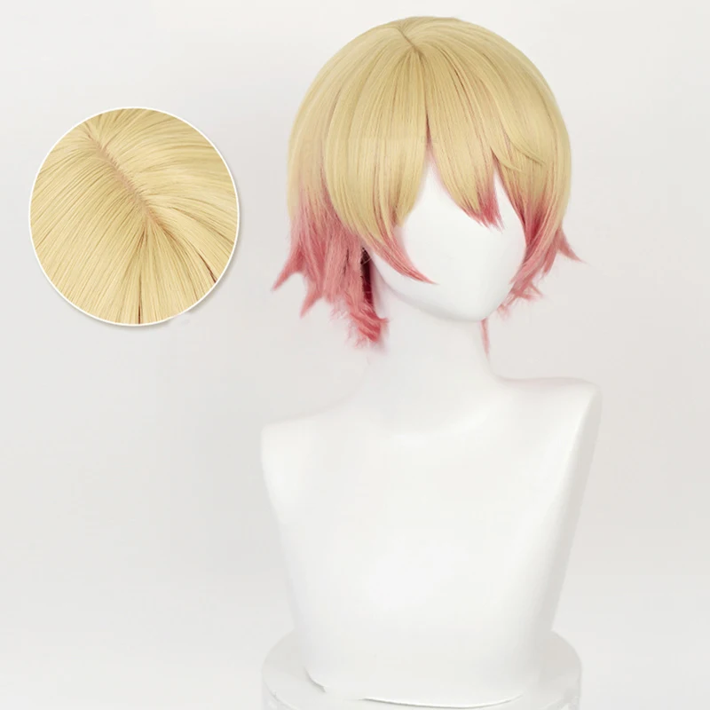 Tenma Tsukasa Cosplay Bộ Tóc Giả Dự Án SEKAI Nhiều Màu Sắc Giai Đoạn! Ngắn 30Cm Gradient Chịu Nhiệt Tổng Hợp Halloween Tóc Giả + Tặng Bộ Tóc Giả Bộ Đội