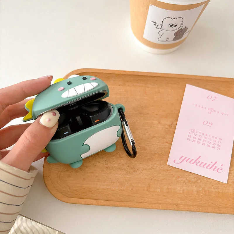 Headphone Case for Samsung Galaxy Buds 3/Buds 3 Pro,Cute Creative Duck Dinosaur Soft Silicone Shockproof Eeabuds Cover with Hook