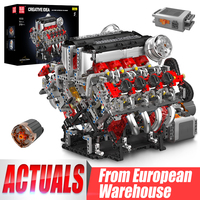 Mould King 10130 Technical Car Engine Toys The Motorized F488 Supercar V8 Engine Building Block Brick Kids Christmas Gift