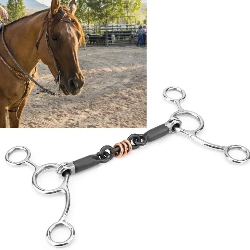 New Horse Bit Stainless Low Leverage Steel Copper Roller Loose Mouth Bit Copper Winding Stiff-Bit Copper Wire Wrapped Mouth