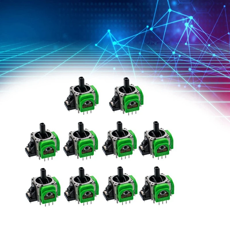 10 PCS For PS5 Hall Electromagnetic Joystick Potentiometer Green Metal+Plastic Adjustable Electromagnetic IC Joystick