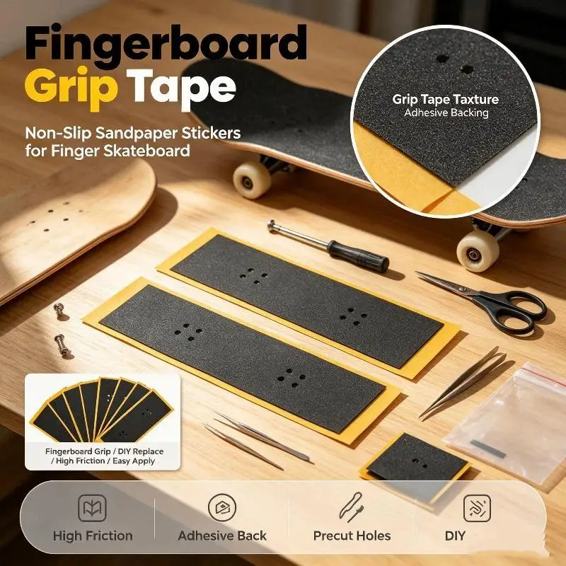 10Pcs PU Grip Fingerboard Grip Tapes Uncut Deck Stickers Self-adhesive