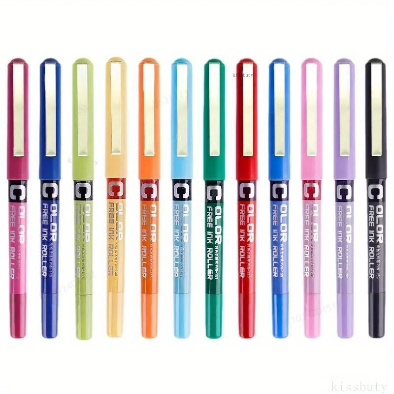 7pcs Roller ball Pens, 0.5mm Extra Fine Nib Liquid Ink Ballpoint Pen, for Writing School Office Stationary