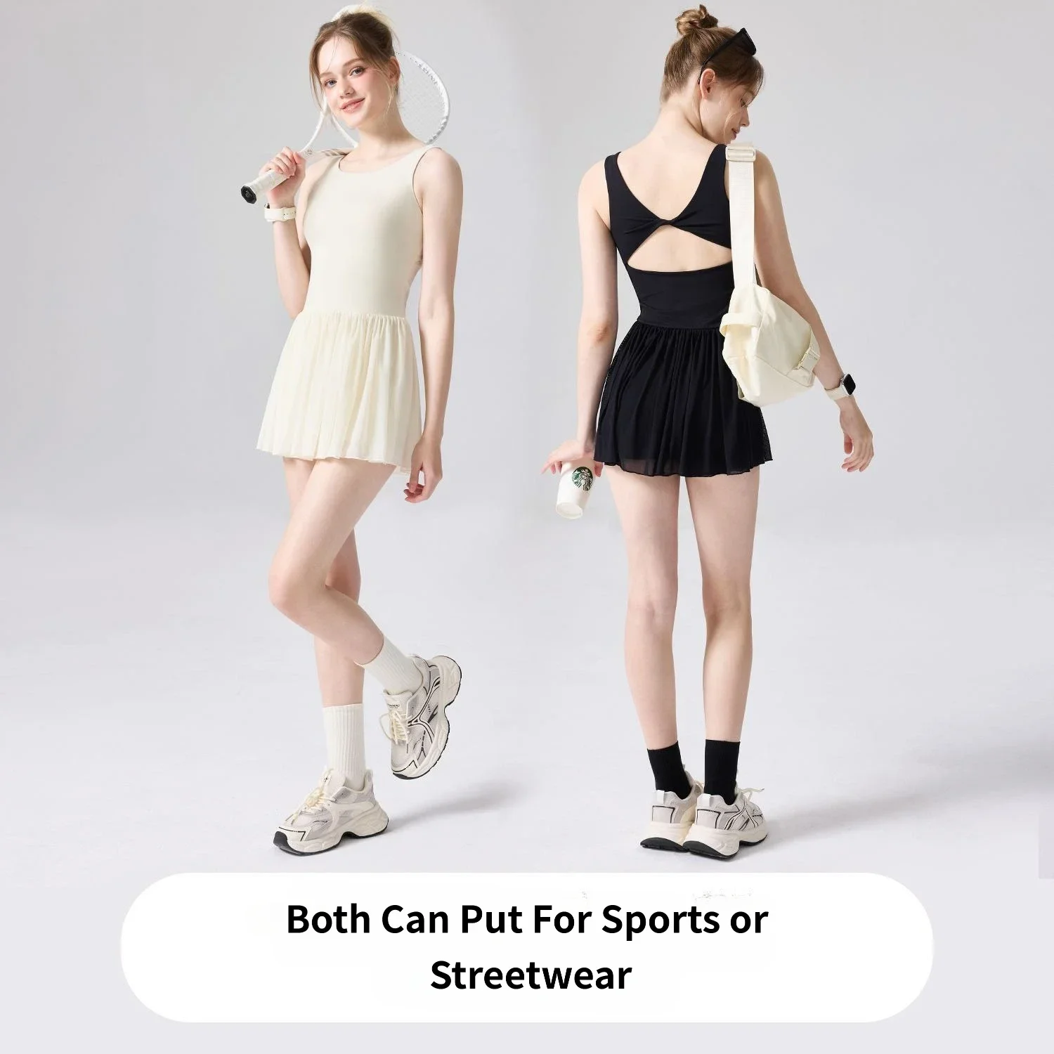 Tennis Dress for Women Built in Bra Shorts with Pockets Cooling Quick Dry U Back Yoga Golf Gym Workout Romper Slim Activewear