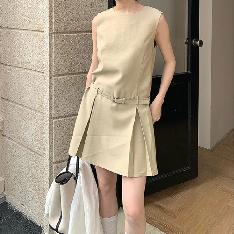 

Mini Dress Women Dresses A Line Pleated Vestidos Streetwear High Waist Sleeveless Elegant Y2k Party Club Elegant Summer 2025