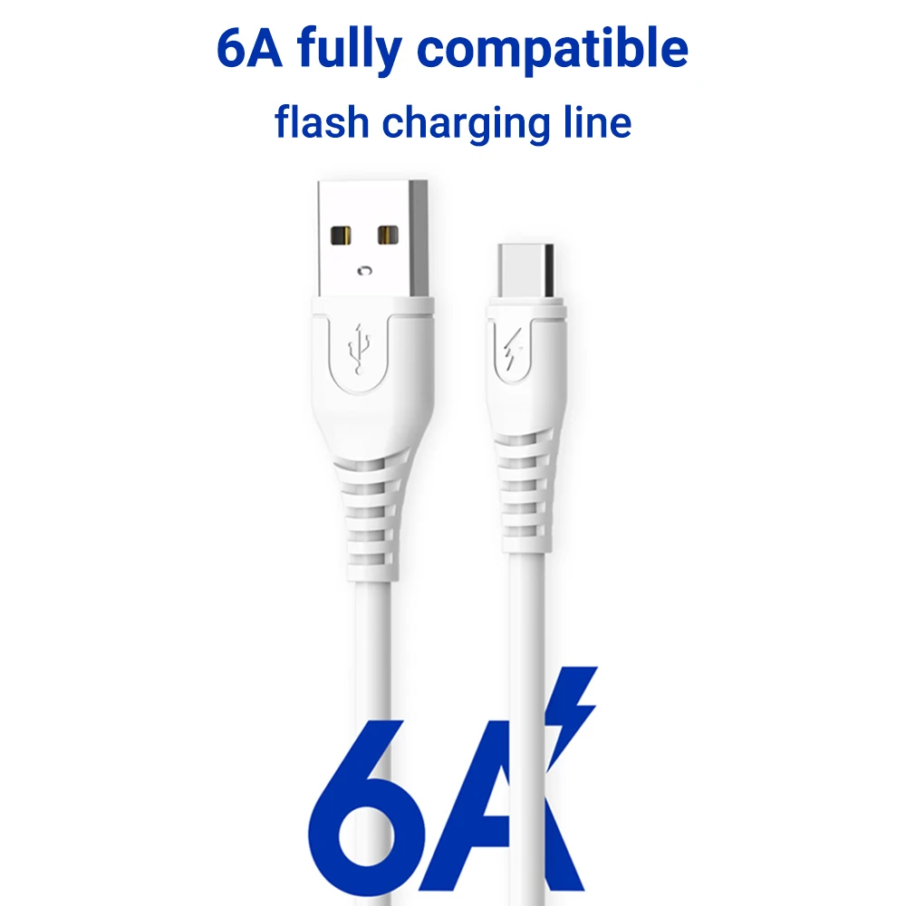 6A Fast Charging Cable Bending Resistance Data Cord Type C Micro USB Quick Charger Data Wire For Samsung Xiaomi Huawei OPPO Vivo