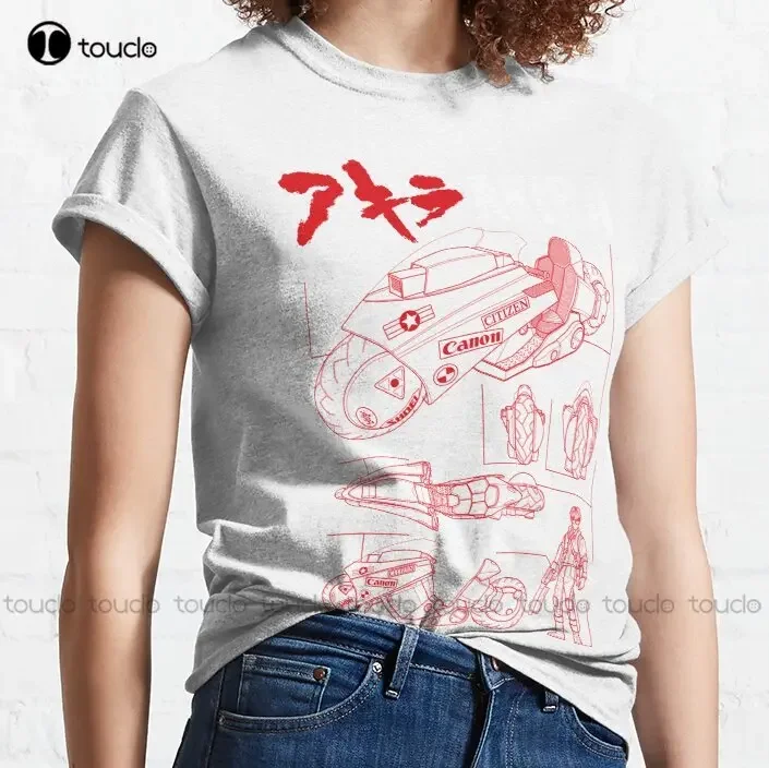 Akira - Kaneda Bike Blueprint  Motorcycle, Futuristic, Anime, Minimalistic Classic T-Shirt Halloween Shirt Xs-5Xl Streetwear Tee