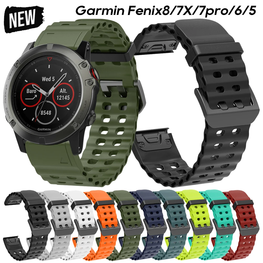 

22 26MM Silicone Watchband For Garmin Fenix 8X 8 7X 7 Pro 6X 6 Fenix 5X 5 Plus Fenix E Enduro3 Quick Release Bracelet WristStrap