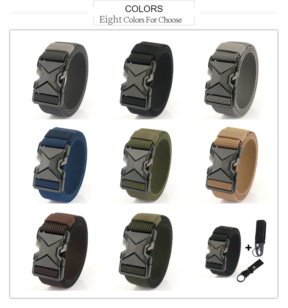 New Quick Release Metal Pluggable Buckle Tactical Belt Breathable Elastic Military Belts For Men Stretch Pants Waistband Hunting