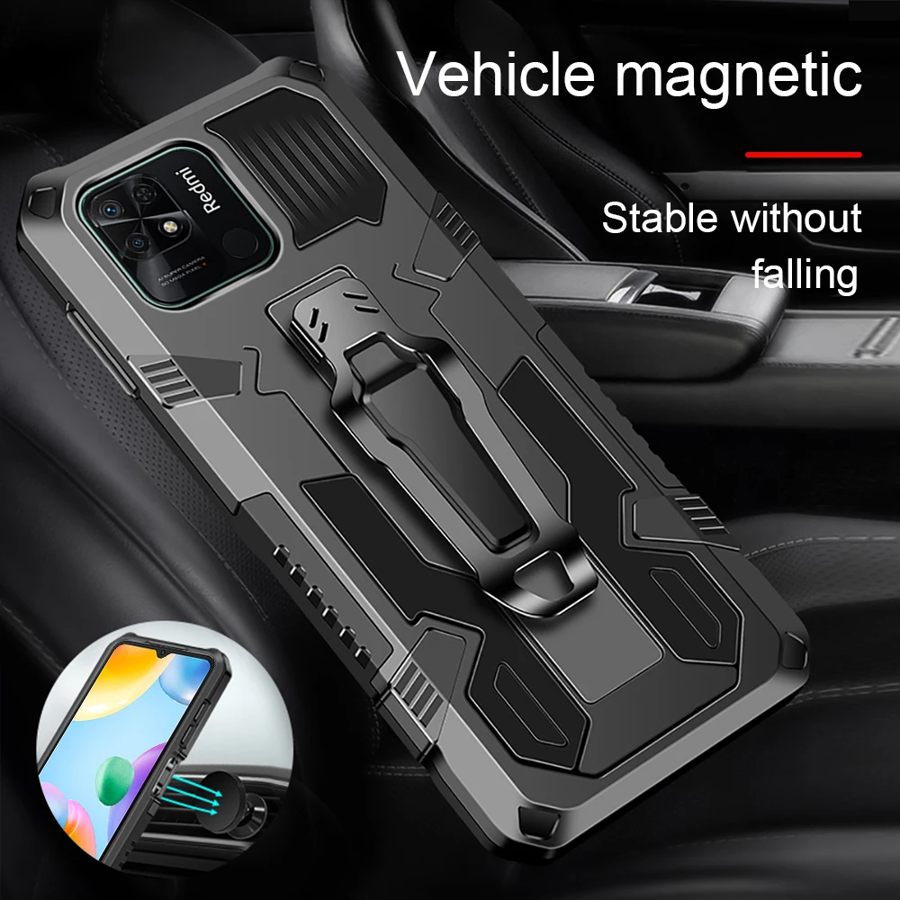 For Xiaomi Redmi 10C 6.71'' Aromr Car Magnetic Bracket Case Redme10C 10 C C10 Shell Anti-Knock Protective Hard Back Cover Fundas