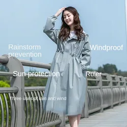 Raincoat for Women Fashionable  Waist-slim Slim  Portable  Long Full-body Rainproof Single Adult Waterproof Coat