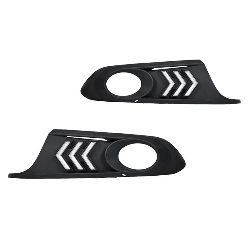 Daytime Running Light LED DRL Cover With Turn Signal Fog Lamp For VW Jetta Sagitar 2012-2014 Car Daylight-A99D
