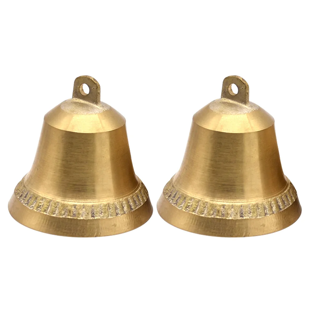 

2pcs Copper Bell Decoration Retro Style Hanging Bells Office Charms Vintage Design Resonance Sound Lightweight Durability