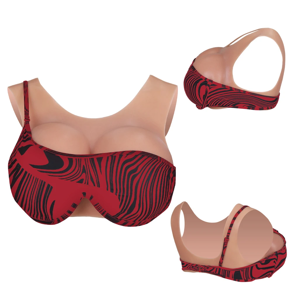 Low-Neck Vest Silicone Breast Simulation Breathable and Comfortable Fake Breast to Increase Bust Size Suitable for Cosplay