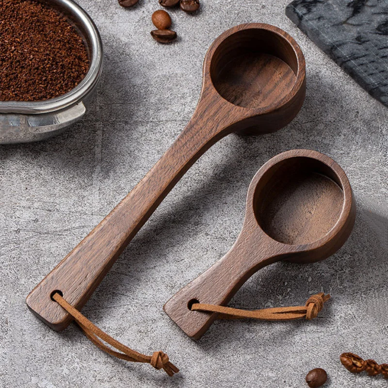 2pcs Coffee Bean Spoon Walnut Wooden Spoon 10g Espresso Coffee Measuring Scoop Wood Dosing Spoon Tea Sugar Coffee Accessories