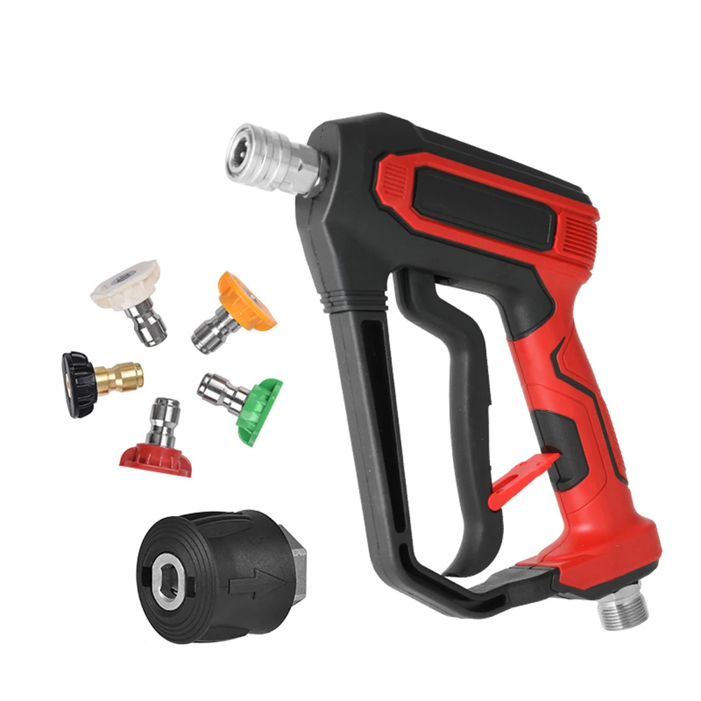 

5000PSI водяной пистолет для автомойки, мойка высокого давления, самоблокирующийся свободный хвост из нержавеющей стали, медный латунный клапан, 5 цветов, насадка