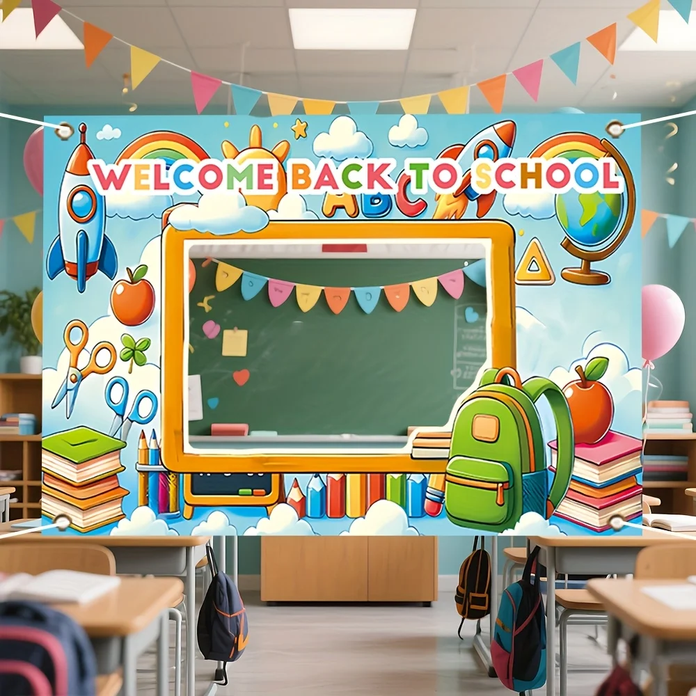 

Back to School Photo Booth Props - Durable Polyester Banner with Vibrant School-Themed Design, Perfect for Indoor & Outdoor Part