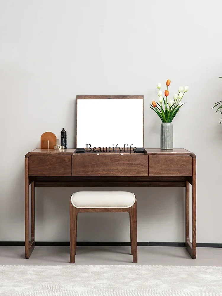 Nordic black walnut dresser modern simple solid wood clamshell storage cabinet