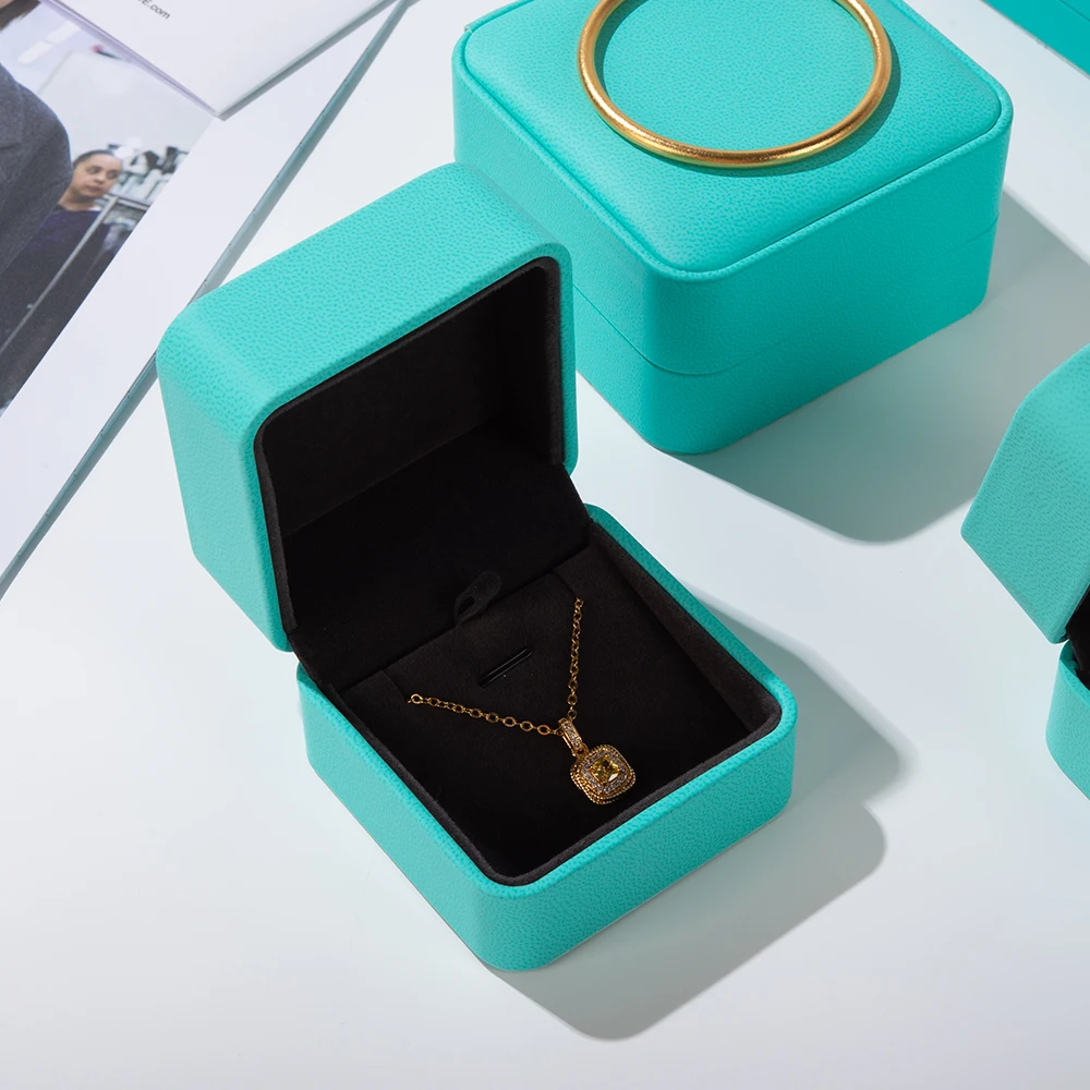 New round corner PU jewelry box ring earrings necklace storage box display jewelry jewelry high-grade leather packaging