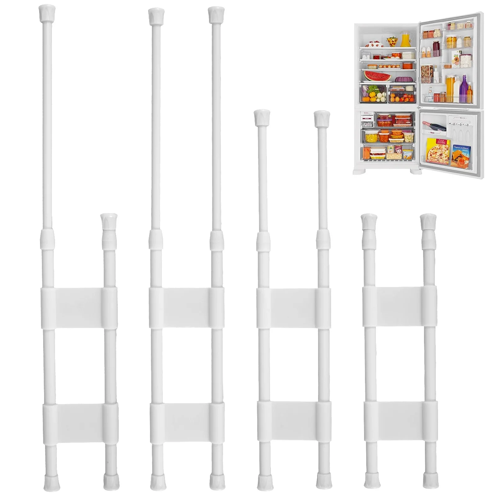 

4Pcs 15.8-27.6inch RV Refrigerator Stabilizers Bar Adjustable Spring Tension Fridge Rod Metal Refrigerator Closet Accessories