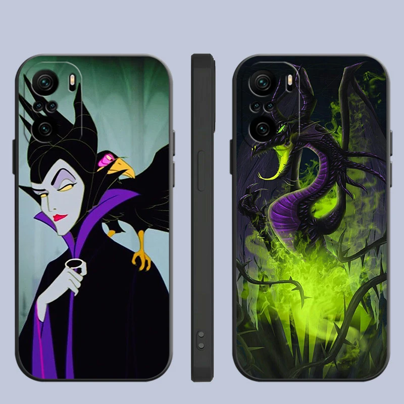 Cartoon Disney Maleficent For Xiaomi Redmi Note 13 12 11E 11S 11 11T 10 10S 9 9S Pro Plus 4G 5G Black Phone Case