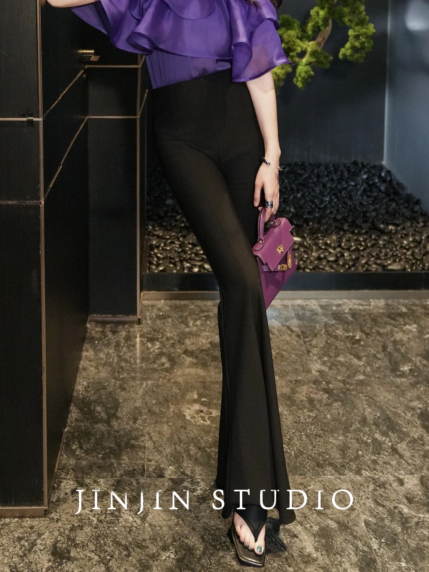 

Faionable Original MD Bell Bot Women's Pants Early Autumn European Sle Slimming Casual Trousers Polyester Fiber