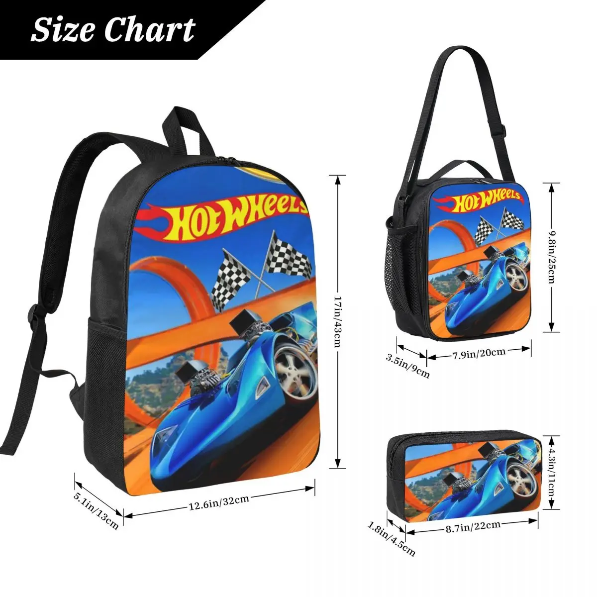 

Hot Wheelss Car Backpack Student Boys Girls BookBag School Bag Computer Shoulder Bags 3ps Insulated Lunch Bag Pencil Case