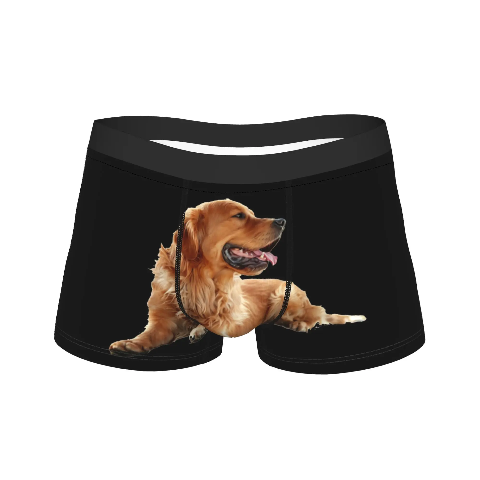 Golden Retriever Panting Tongue‑out Resting Pose Trunk  3D Pouch Underwear High Quality Boxer Brief Men Panties Plus Size 2XL