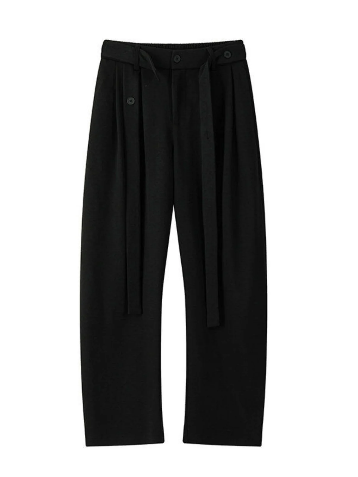 

White Drapey Knife Men's Pants Spring Cleanfit Loose Wide Leg Belt Design Long Trousers Faionable Casual Faion