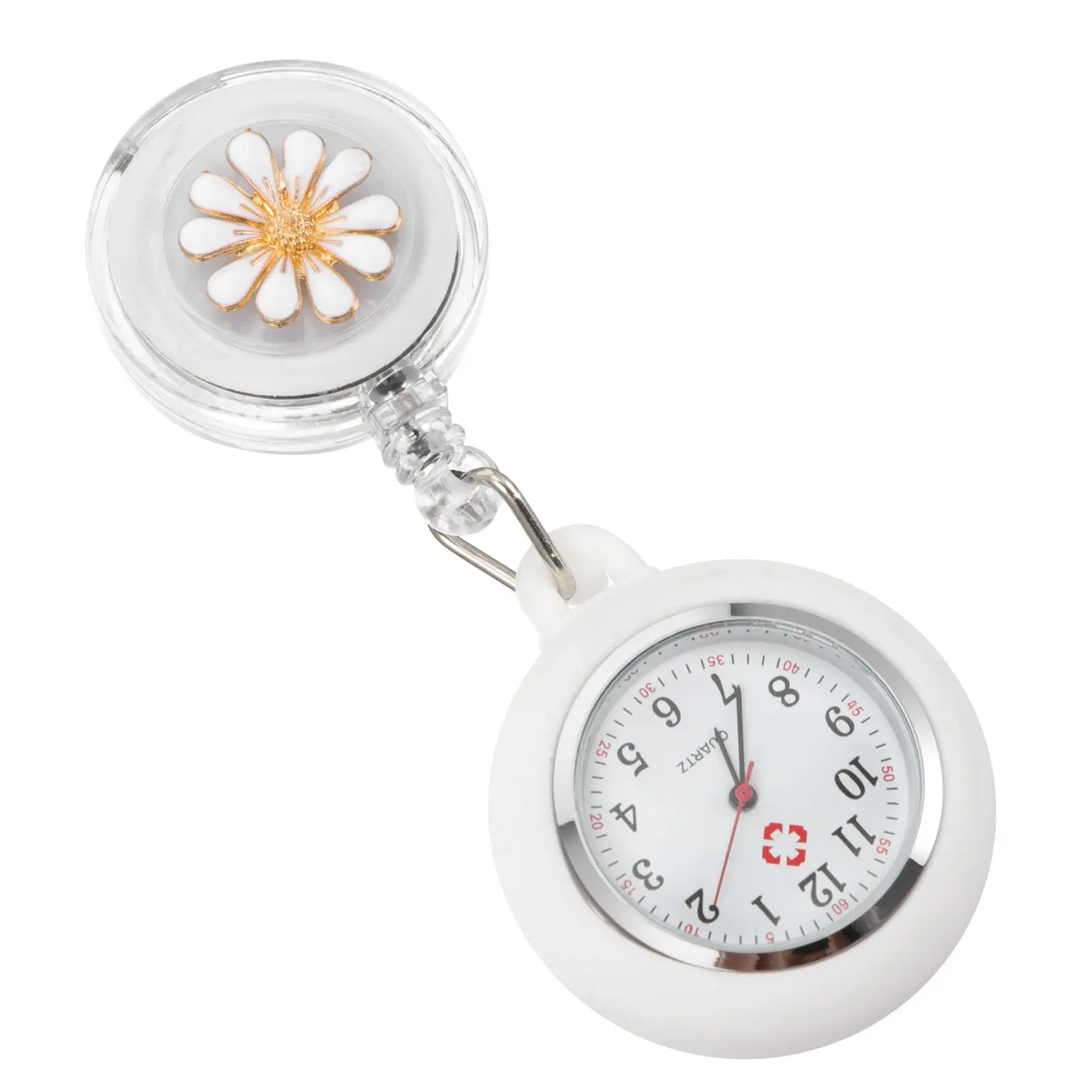 

Alloy Pocket Watch Quartz Movement Water Resistant Clear Dial Clip On Nurse Fob Watches Women Nurses Accessories