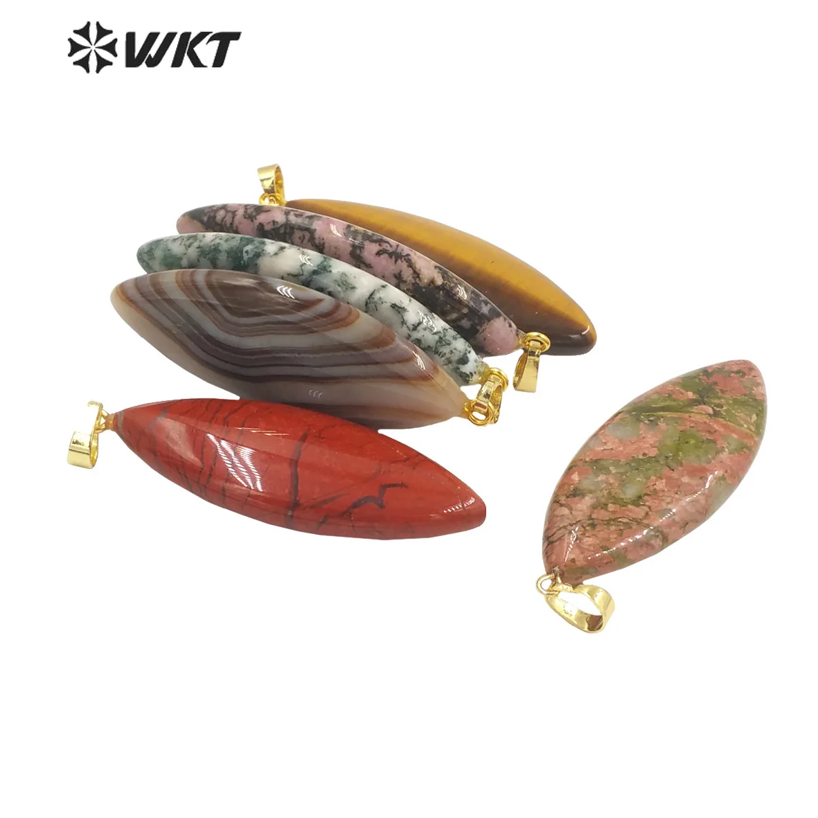 WT-P1946  WKT 2023 Beautiful Style Natural Gemstone Pendant Oval Shape For Jewelry supplies Jewelry 18K Gold Grand Ball